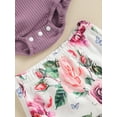 thumbnail image 5 of Suealasg Newborn Girl Summer 2Pcs Outfits Tie-Up Halter Neck Sleeveless Rompers Flower Print Flare Pants 6 12 18 24 Months Baby Clothes Set, 5 of 6