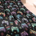 thumbnail image 3 of Colorful Controllers Games Icons Black Pattern Blanket,Comfortable Soft Flannel Throw Blanket,All Season,Warm Lightweight Blankets for Sofa Bed Couch Living Room Chair,60"x80", 3 of 4