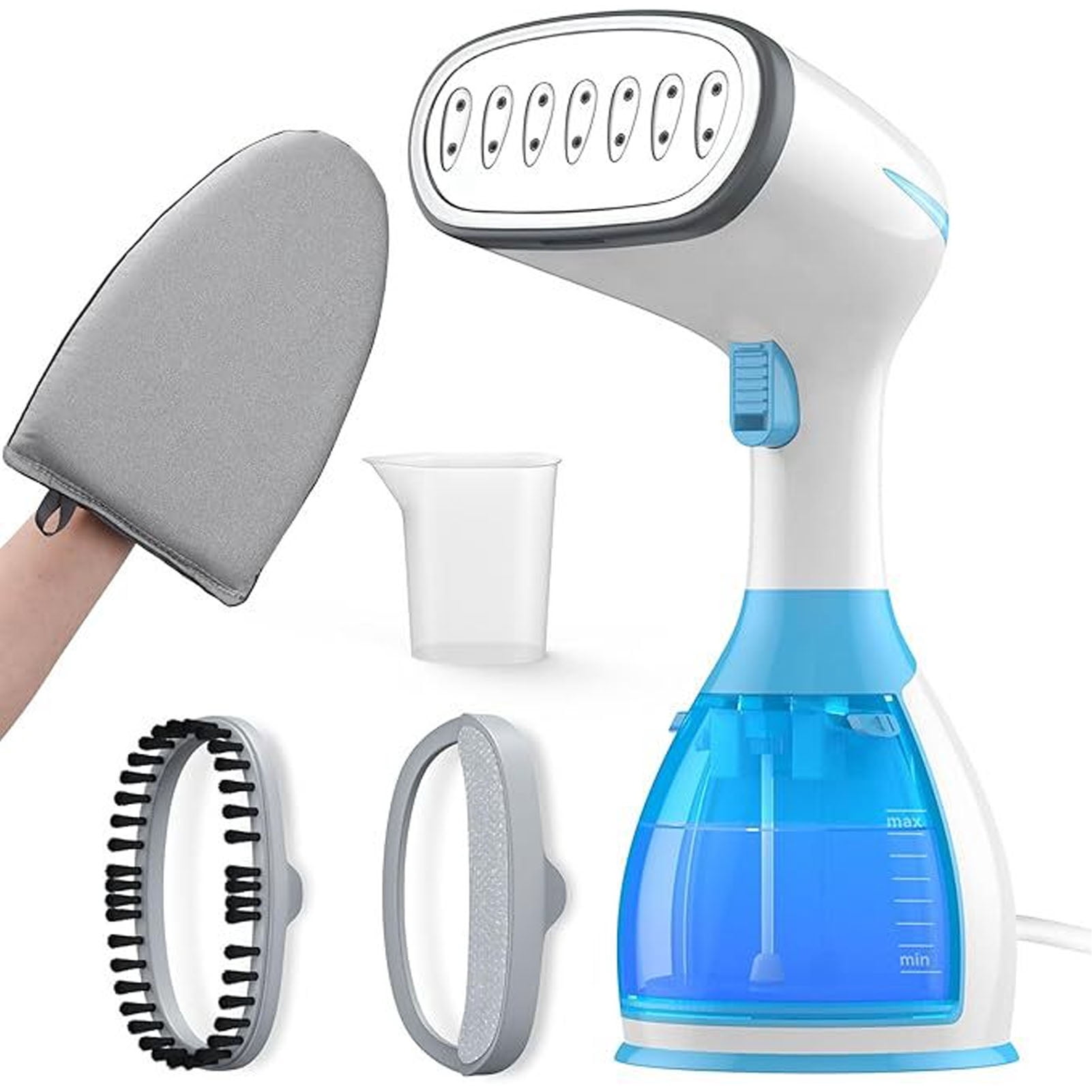 YAHHU Handheld Steam Iron for Clothes 1100W 280ml Portable Steaming Machine, Fast Heating Garment Fabric Wrinkles Remover for Home Travel, 10.6 inches / 26.9 cm, US Plug Blue