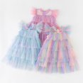 thumbnail image 5 of GYRATEDREAM Little Girl Sequin Star Tulle Tutu Dress Toddler Kids Ruffles Sleeve Flower Girl Wedding Party Princess Birthday Dresses for 9-10Y Blue, 5 of 9
