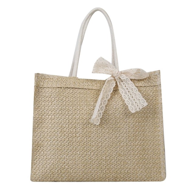 Bolso Bolso de mano para mujer, bolsos de paja, bolso de mano de verano, bolso de playa tejido, embrague femenino (caqui) Likrtyny Para Estrenar