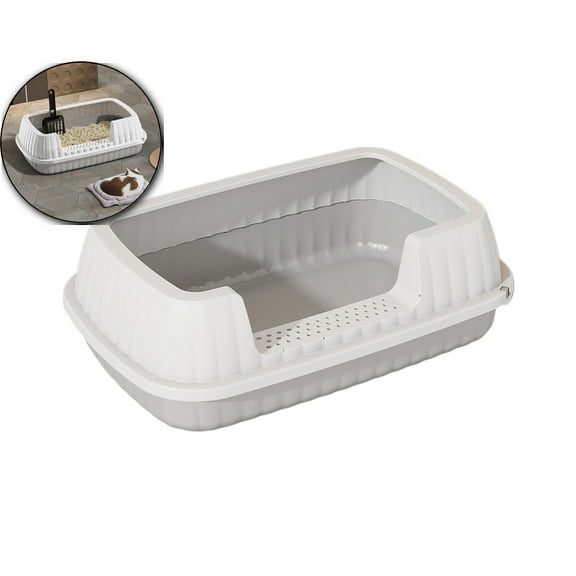 Cat Pet Litter Tray Sandbox Deep Loo with Sifting Litter Pedal Pan Cat Potty Toilet Cat Bedpan for Kitty Rabbit Travel
