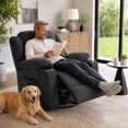 thumbnail image 4 of Sfxingyou Adult Fabric Solid Print Recliner Chair with Massage and Heat, Black Fabric, 4 of 11