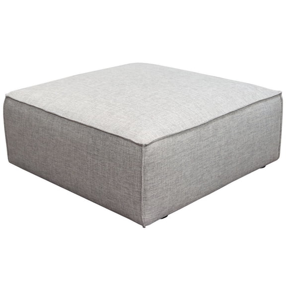 Daro 36 Inch Square Ottoman Cushioned Top Gray Barley Upholstery Black