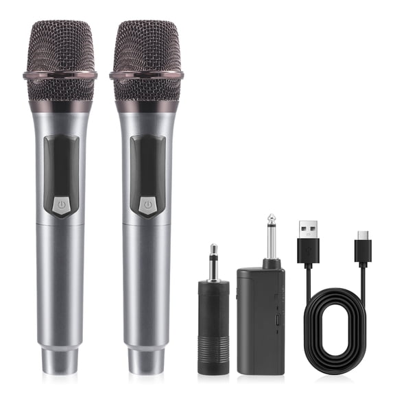 Doulami Wireless Microphone, Handheld Cordless Microphone with Receiver, Dual Karaoke Mic for Party, Karaoke, Singing, Wedding, DJ, Speech(2pcs)
