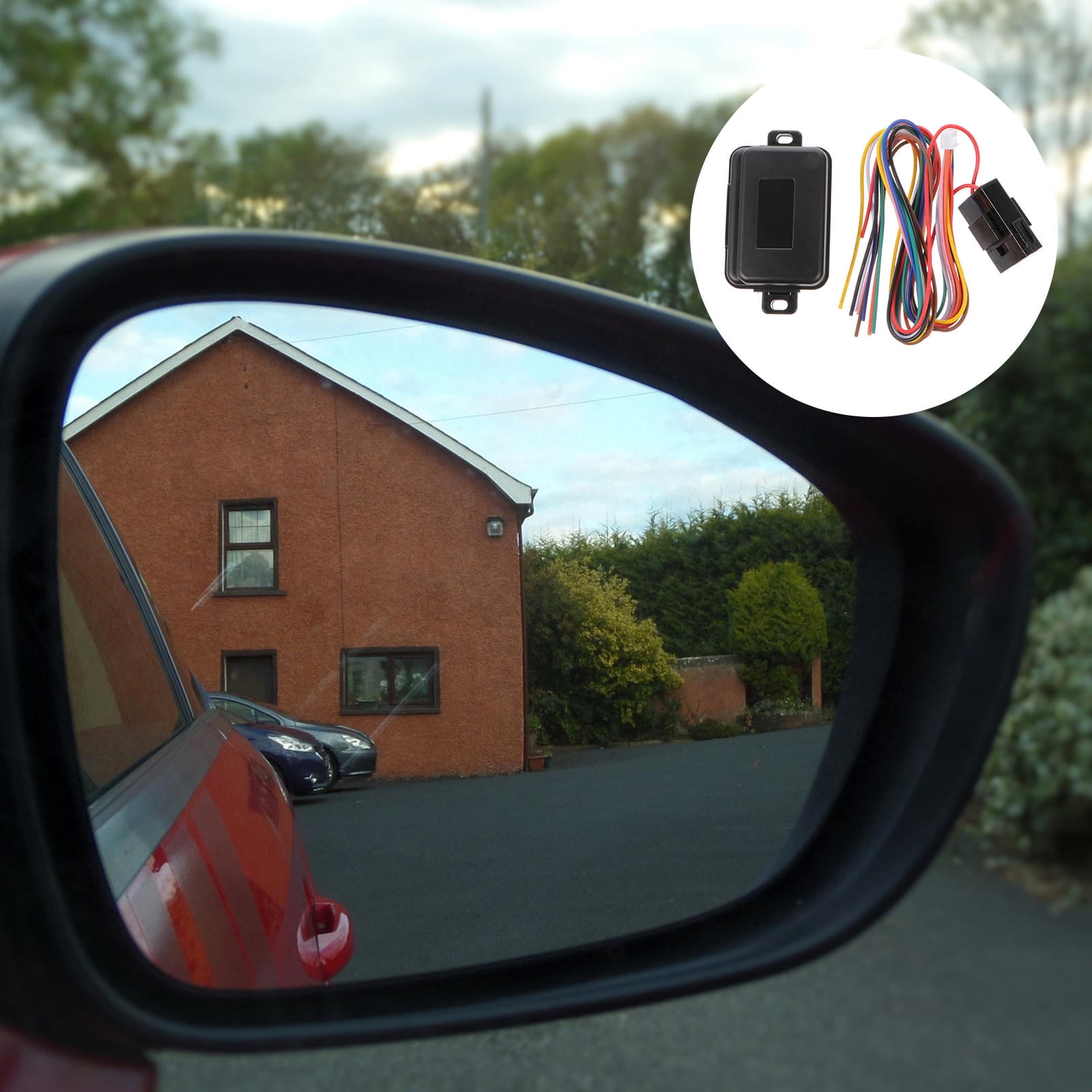 RENACLIPY Black Car Side Mirror Folding Device with Automatic Fold and Lock Function for Improved Vehicle Safety and Convenience