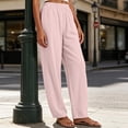 thumbnail image 4 of Womens Straight Leg Pants New Women’s Elastic Waist Pants, Wide Leg Casual Long Pants, Lightweight Relaxed Fits Bottoms with Pockets, 4 of 6