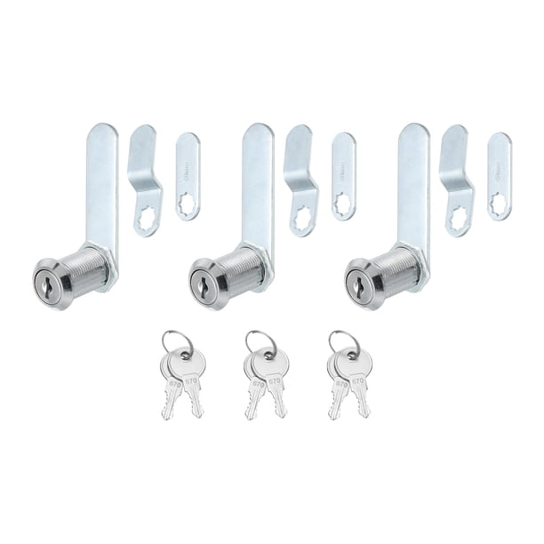 Cerraduras de Gabinete de 1-3/8 pulgadas con Llaves, Cilindro de Cerradura de Cam de Aleación de Zinc, Juego de Cerraduras de RV, Diferente, Plata, Paquete de 3