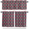 thumbnail image 2 of Kitchen Curtains Set, Red Navy Blue Kitchen Curtains and Valances Set, Morocco Modern Geometric Ethnic Art Rod Pocket Tier Curtains 36 Inch Length for Cafe/Bedroom Windows, 2 of 6