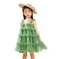thumbnail image 4 of Gubotare Baby Princess Dress Baby Girls Tutu Dress Summer Sleeveless Backless Princess Birthday Party Dresses Smocked Ruffle Tulle Bowknot Sundress (Green,Size 3-4 Years), 4 of 9