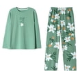 thumbnail image 2 of Cotton Women’s Pajama Set 2 Pcs Long Sleeve Pullover Top Sleepwear Long PJ Pants, 2 of 10
