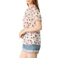 thumbnail image 4 of MODA NOVA Juniors Floral Ruffled Short Sleeve Ruffle Neck Casual Blouses Red Flower L, 4 of 6