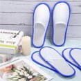 thumbnail image 6 of Tutuviw 10 Pairs Disposable Slippers for Guests, Closed Toe Non Slip Spa Slippers, Bulk Soft House Slippers, Winter Warm Flops for Boys Girls Travel Hotel Party Indoor Outdoor (Blue), 6 of 8