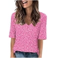 thumbnail image 1 of Camisetas Casuales de las Mujeres Impresas Manga Corta Cuello en V, Camiseta Ligera para Diario, Fiesta Y Primavera Verano, 1 of 4