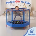 thumbnail image 6 of 55" Hexagonal Toddler Trampoline for Kids, SHINPT Mini Trampoline with Enclosure Net, 55in Outdoor Trampoline for Backyard, Indoor Kids Trampoline for Basement, Gameroom, Small Trampoline for Gift, 6 of 9