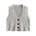 thumbnail image 1 of ZAFUL Women Leisure Crop Button Up Vest Cardigan Light Gray L, 1 of 5