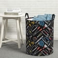 thumbnail image 6 of Daiia Building hand tools Pattern Round Laundry Basket with Handles Thickened Waterproof Circular hamper,Dirty Clothes Storage Basket for Bedroom,Bathroom,College Dorm-Medium, 6 of 6