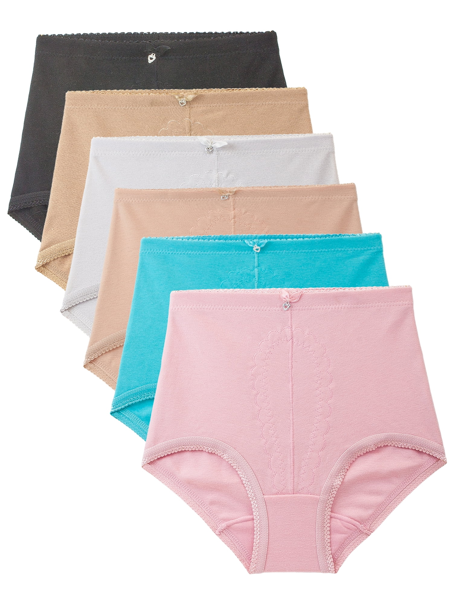 Barbra Lingerie Womens Underwear High-Waist Tummy Control Girdle Panties Small to Plus Size Assorted 6 Pack 