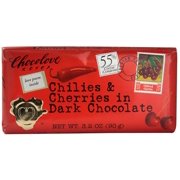 (4 Pack) Chocolove Dark Chocolate Bar Chilies & Cherries 3.2 oz