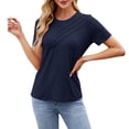 thumbnail image 1 of Icvfdpl Shirts For Women Slim Fit Short Sleeve With Button Design Striped Pattern Top Casual Wear Outwear Soft S, 1 of 5