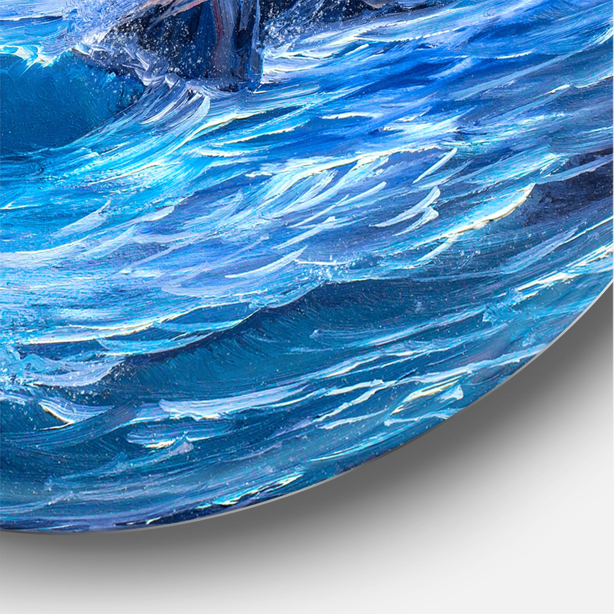Designart 'Sunrise Glow On Sea Wave Paints On A Canvas' Nautical & Coastal Circle Metal Wall Art 23x23 - Disc of 23