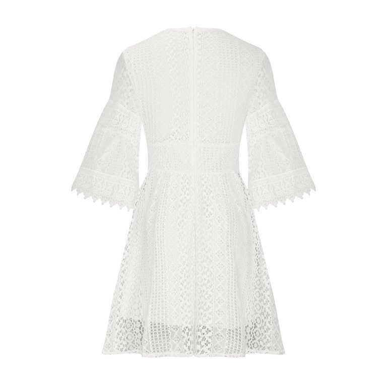 Leesechin Women Flowy Midi Dress V-Neck Lace Crochet 3/4 Sleeve Casual Dress - Walmart.com Leesechin Women Flowy Midi Dress V-Neck Lace Crochet 3/4 Sleeve Casual Dress - Walmart.com