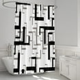 thumbnail image 4 of Black and White Shower Curtain, Black White Grey Geometric Shower Curtain Modern Abstract Bathroom Curtains for Contemporary Bathtub Decor Waterproof Machine Washable Fabric with 12 Hooks, 4 of 6