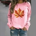 thumbnail image 5 of Lcziwo Women's Thanksgiving Sweatshirt Sequin Maple Leaf Print Pullover Long Sleeve Crew Neck Tops Casual Fall Winter Fashion Outfits 2025 Pink,XL, 5 of 6