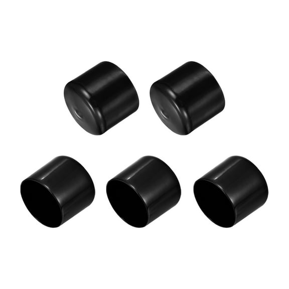 Uxcell 5Pcs Rubber End Caps 2"(50mm) ID Vinyl Round Tube Bolt Cap Cover Black