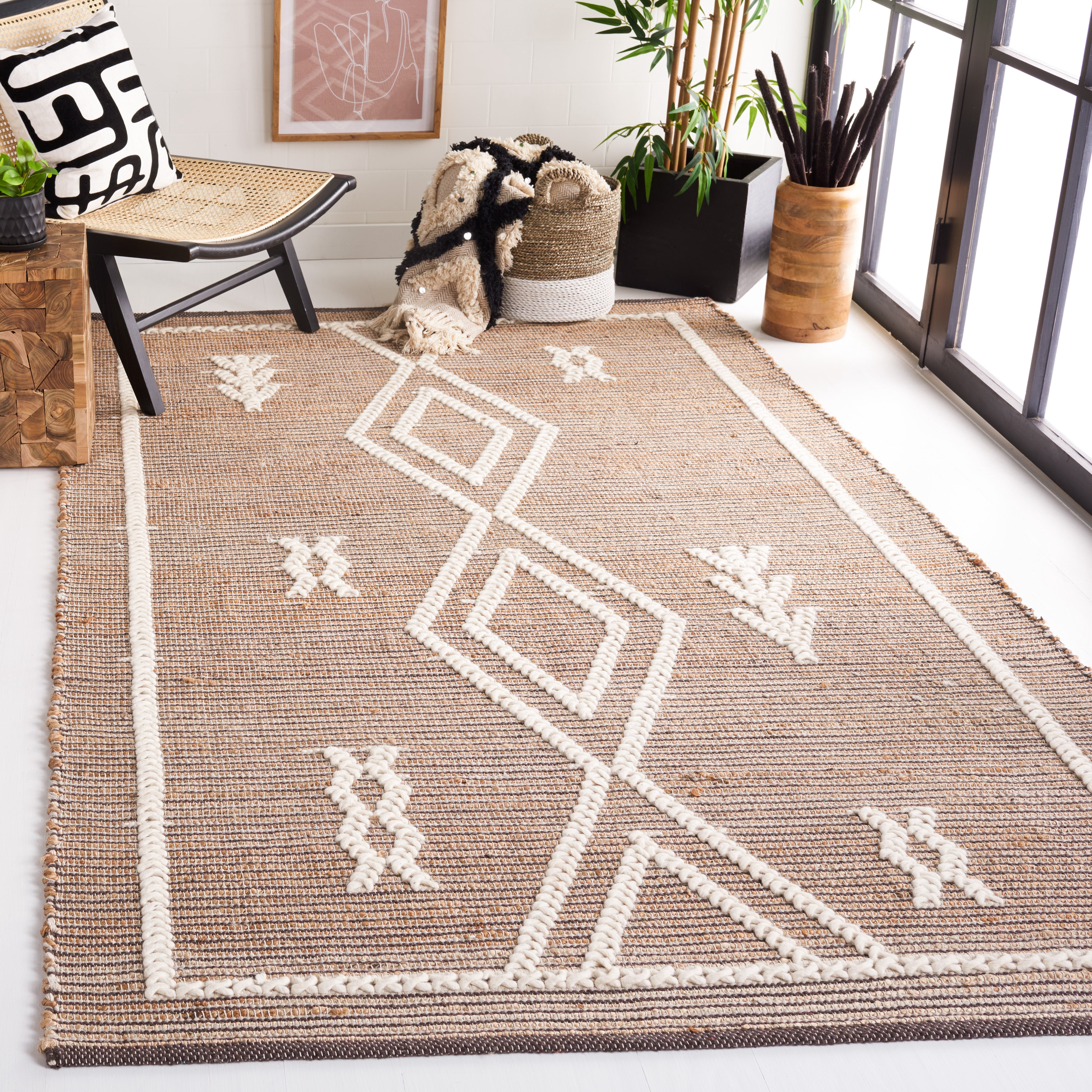 SAFAVIEH Natural Fiber Marissa Geometric Area Rug, Natural/Ivory, 6' x 9'