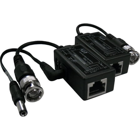Minicom Cat5 Audio Video Display - LTS LTA1010 1 Pair Passive Video Balun with Power Connectors, Transmit video, audio and power using Cat5/RJ45 network cable instead of coaxial cable By TSL