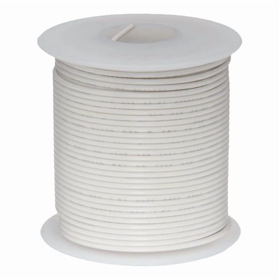 Remington Industries 24 AWG Stranded Hook-Up Wire, UL1007 300V, 25 ft Length, White