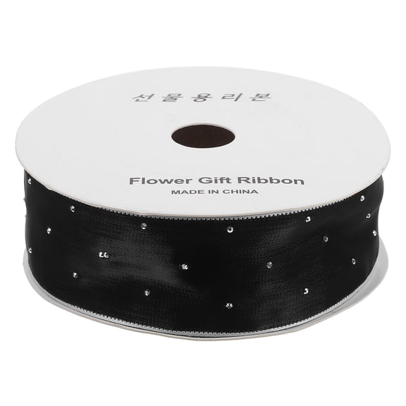HEALEEP Black Sheer Glitter Ribbon with Wire Edges for Flower Bouquet and Party Decor