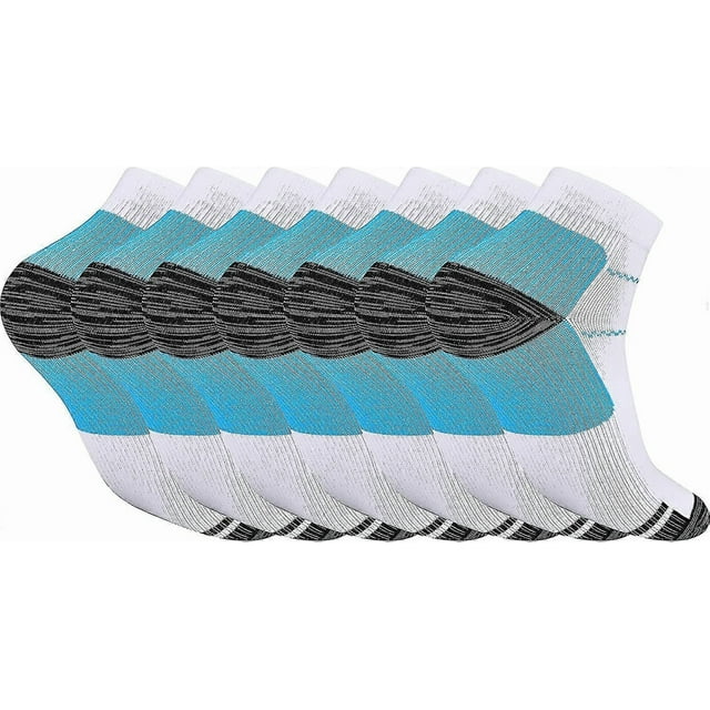 Crday 7 Pairs Ankle Athletic Socks Low Cut Compression Socks With Arch Support Plantar Gift