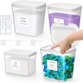 thumbnail image 1 of Lifewit 4 Pack Laundry Pods container & Dryer Sheet Holder Sets, Laundry Powder Container with press-to-open Lid, Laundry Room Organization and Storage for Bead, Scent Booster with Labels and Spoons, 1 of 8