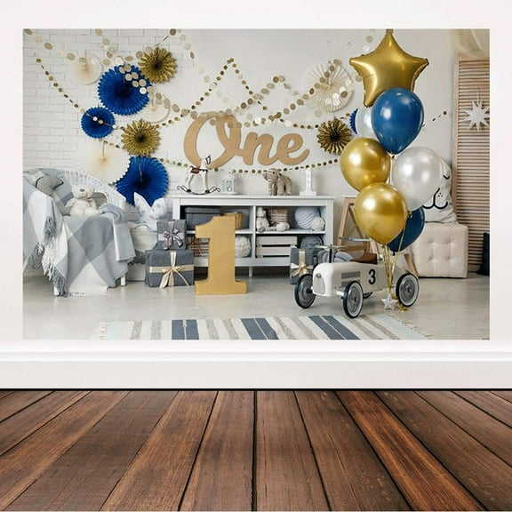 6x4FT One Birthday Beautiful Backdrop Boys First Birthday Party Interior Wall Decorations Happy Birthday 1st Photography Background Photo Booth Studio Props