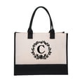 thumbnail image 3 of SDJMa Initial Printed Canvas Tote Bag, Personalized Shoulder Handbag with Inner Zipper Pocket, Open Beach Bag for Vacation, Present Bag for Wedding, Birthday, Holiday, 3 of 8
