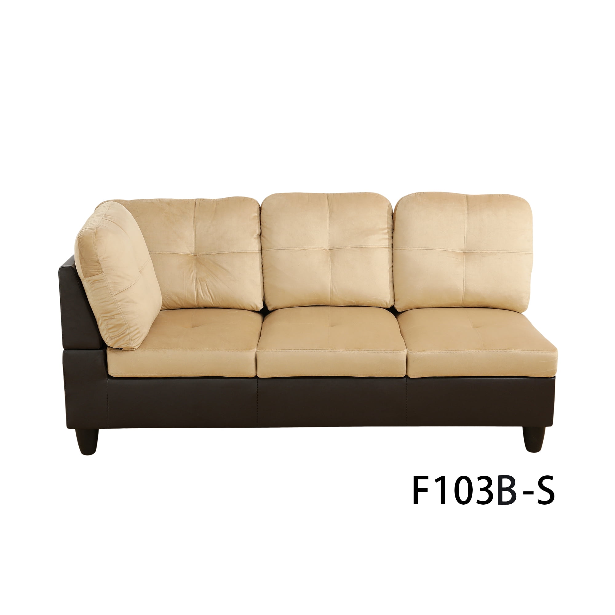 Hommoo Lint and PVC Living Room Furniture Sets, L Shaped Couches and Sofas, Modern Sectional Sofa for Home & Office, Beige and Brown(No Ottomans)