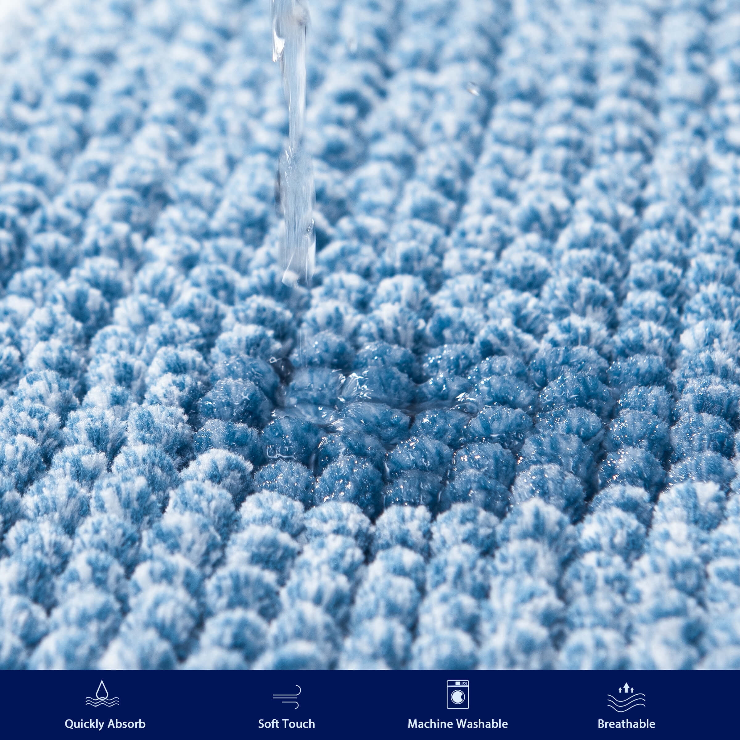 Subrtex Bathroom Rugs Chenille Plush Bath Mat Water Absorbent ,20"x32", Stone Blue