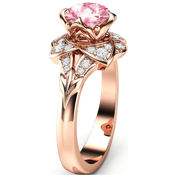 Pink Moissanite Engagement Ring