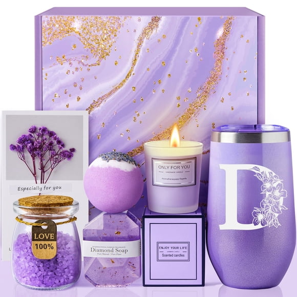 Set de Regalo de Spa MADDIFY Vaso de Lavanda 590ml con Bomba de Baño