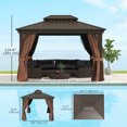 thumbnail image 2 of Outsunny Pavillon Extérieur à Toit Rigide 10 Pieds x 12 Pieds, Brun Foncé, 2 of 9