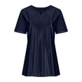 thumbnail image 3 of Posijego Women's Satin Tops Dressy Short Sleeve Blouses Summer Solid Color Casual Silk Work Shirts Womens Clothes, 3 of 9