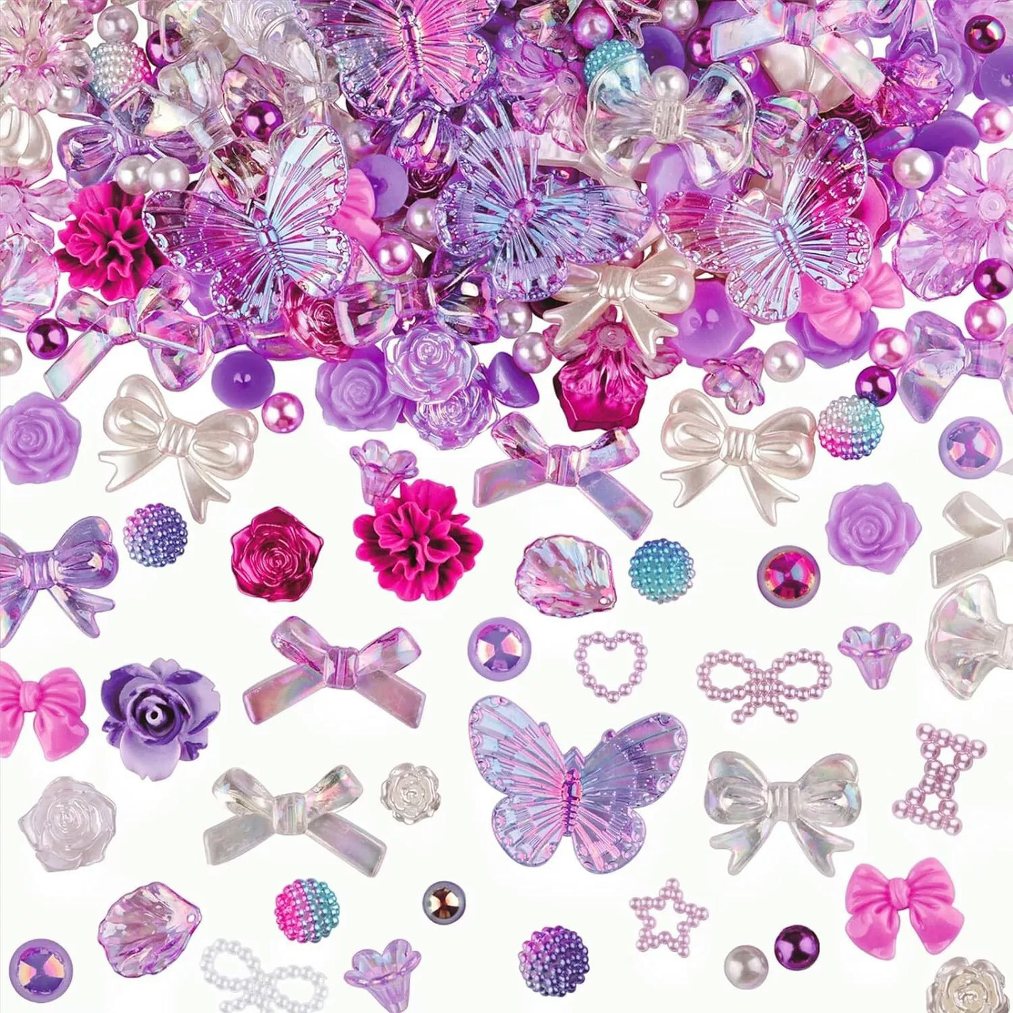 U8MO Resin Cabochons Butterfly Slime Charms Purple Pink Bulk Assorted Lot 350pcs