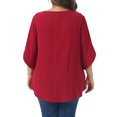 thumbnail image 4 of DARING DIVA Women's Plus Petal Sleeve Swiss Dots Blouse T-Shirt Tops 2X Burgundy, 4 of 6