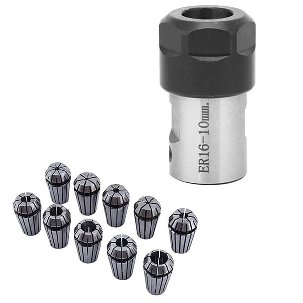 10 unidades de pinza de resorte ER16, mandril, eje de motor, varilla de extensión, husillo, portaherramientas para torno, interior de 10 mm