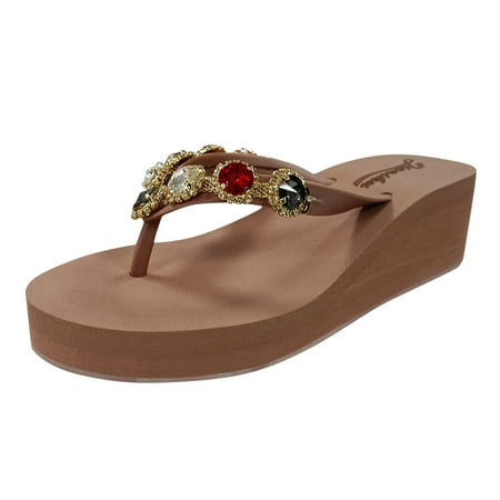 

MIASHUI shoes for women Womens Wedge Flip Flops Sandals With Arch Support Summer Comfortable Platform Bohemian Shoes Casual Thong Sandal