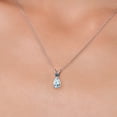thumbnail image 3 of Gem Stone King 14K White Gold Sky Blue Aquamarine and Blue Diamond Pendant Necklace for Women | 0.80 Cttw | Gemstone March Birthstone | Pear Shape 8X5MM | With 18 inch Chain, 3 of 6