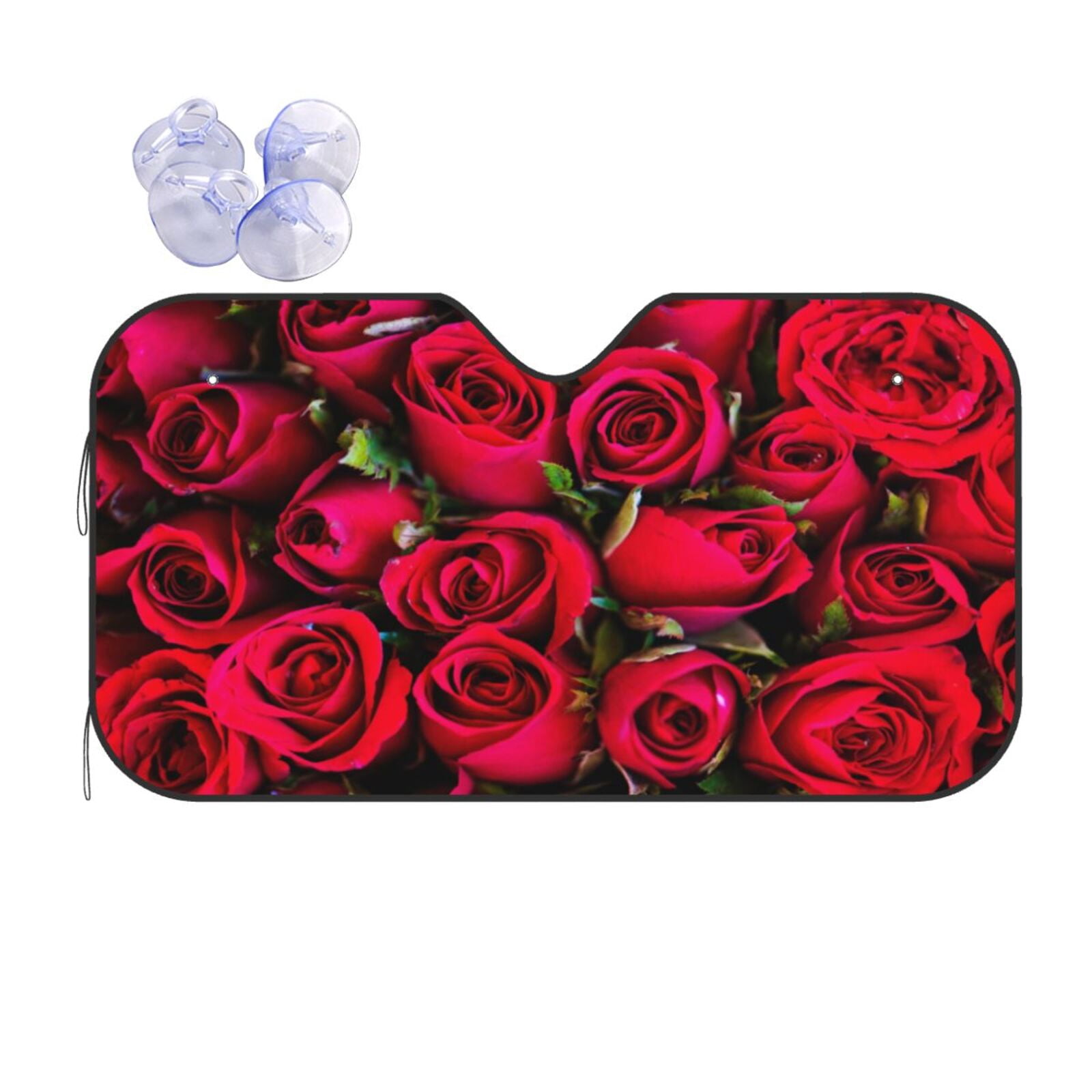 Sun Cap Roses KAKALAD Red Roses Universal Windshield Car Sun Shades Accordion Folding ...