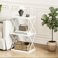thumbnail image 4 of 3-Tier End Table Small Side Table Tall Bedside Night Stand with Storage Sofa Side desks for Living Room Bedroom Office Bathroom Small Space White, 4 of 14